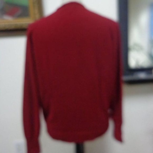 VGUC - 100% CASHMERE IMPORTED Mens 100% Cashmere Burgundy V-Neck Sweater Size L - Picture 4 of 6